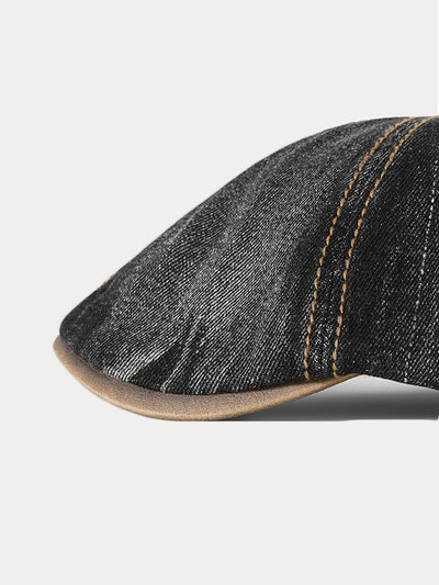 Vintage Cotton Denim Beret Hat