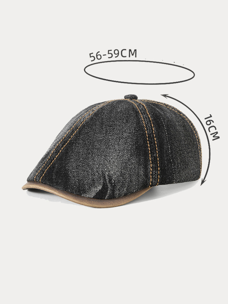 Vintage Cotton Denim Beret Hat