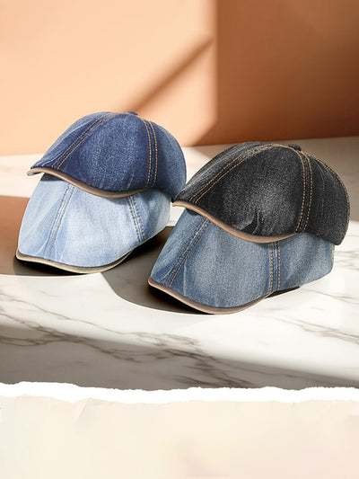 Vintage Cotton Denim Beret Hat