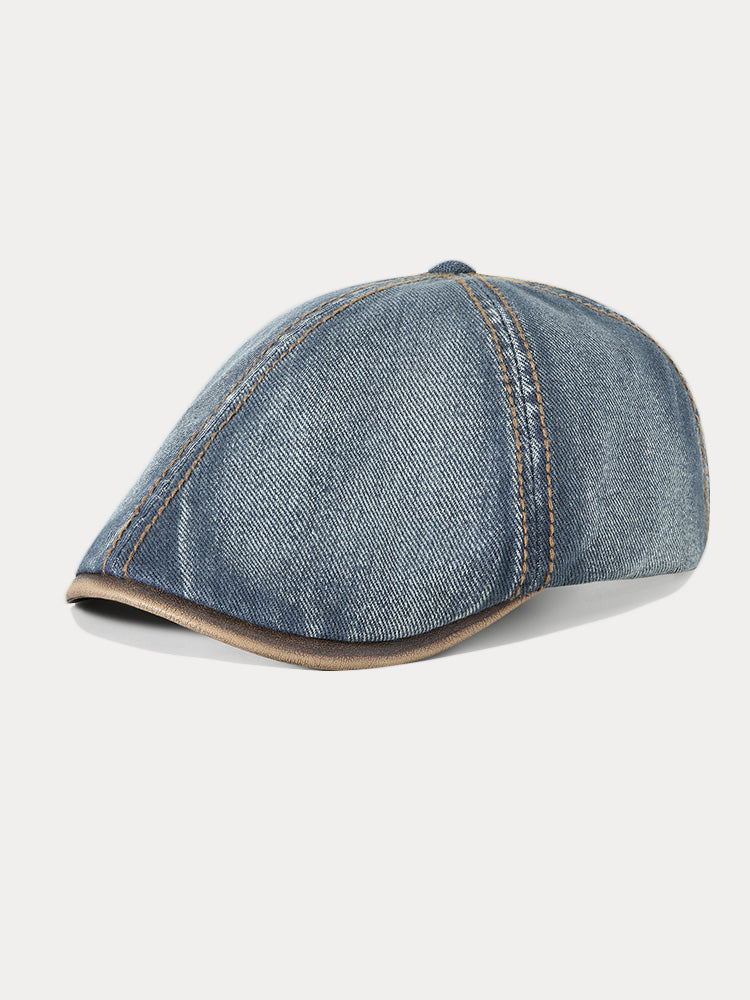 Vintage Cotton Denim Beret Hat