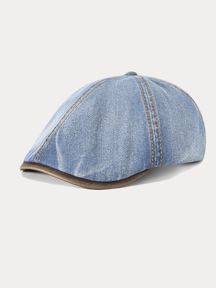 Vintage Cotton Denim Beret Hat