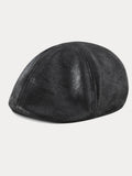 Vintage PU Leather Beret Cap