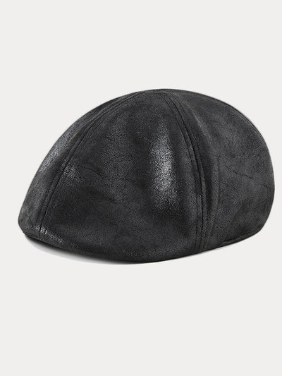 Vintage PU Leather Beret Cap