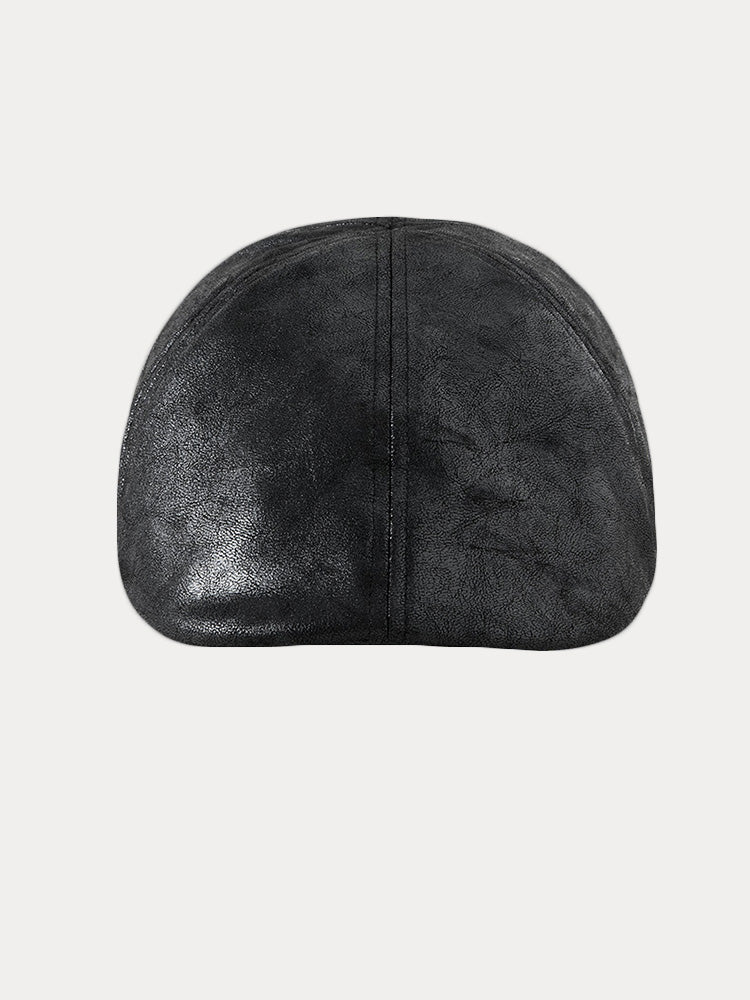 Vintage PU Leather Beret Cap