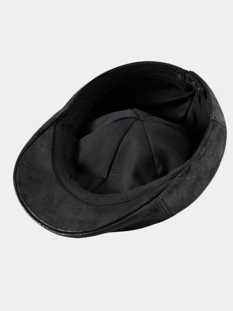 Vintage PU Leather Beret Cap