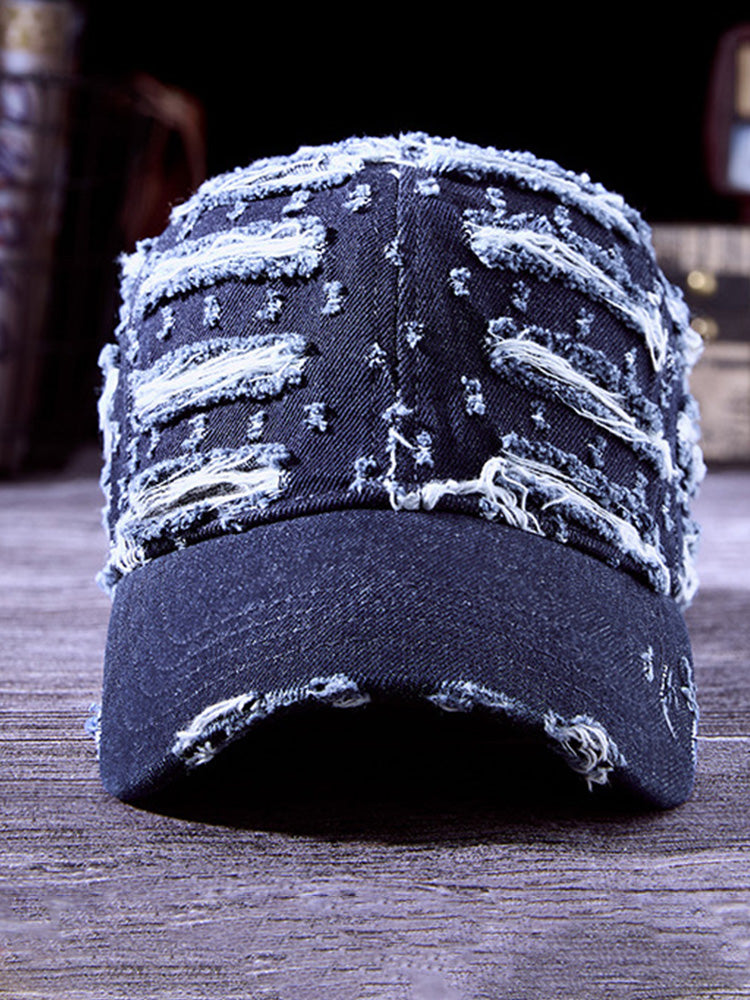 Trendy Destroyed Torn Denim Cap