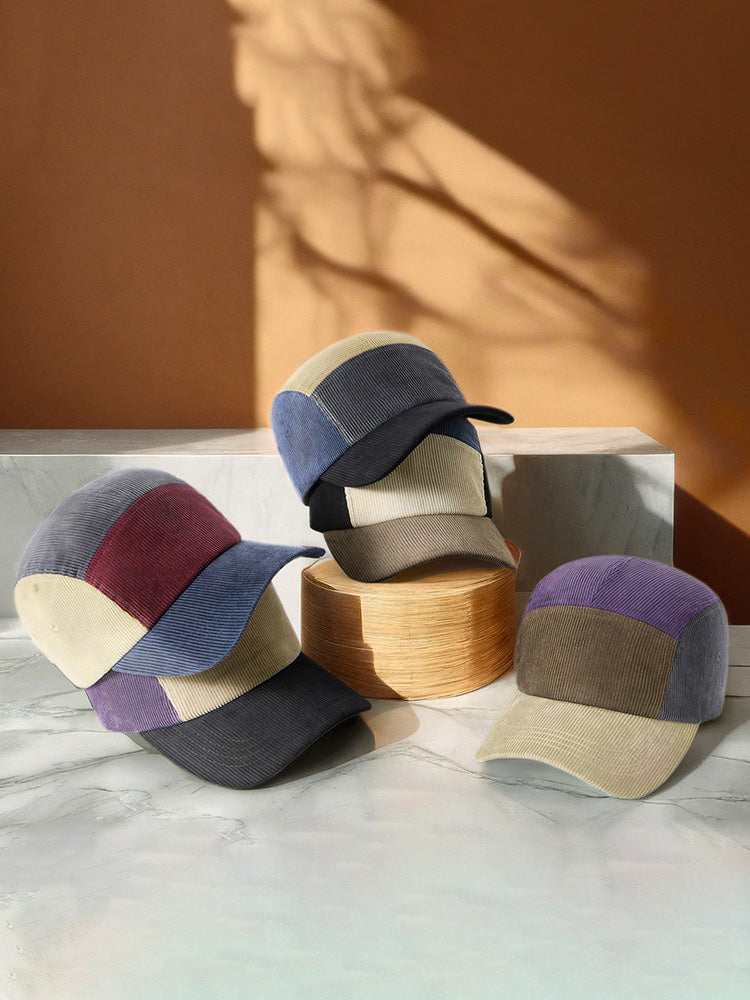 Stylish Contrast Color Corduroy Cap