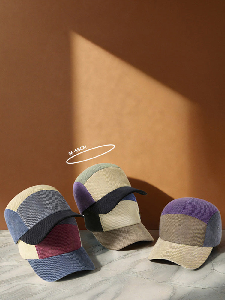 Stylish Contrast Color Corduroy Cap