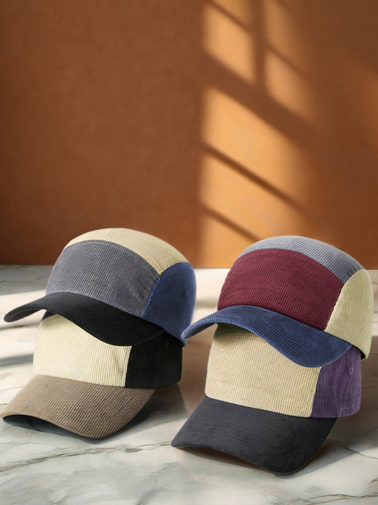 Stylish Contrast Color Corduroy Cap