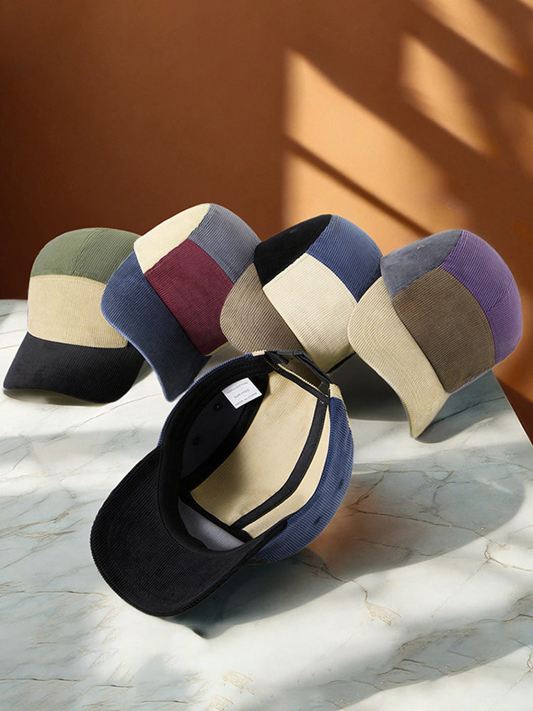 Stylish Contrast Color Corduroy Cap