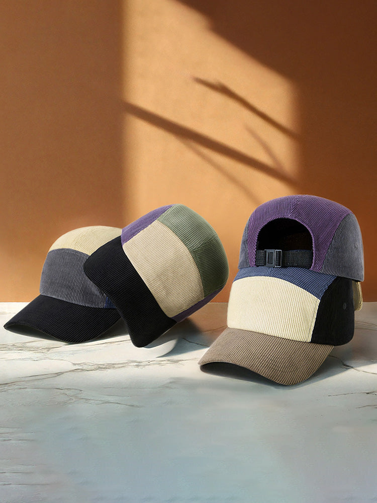 Stylish Contrast Color Corduroy Cap