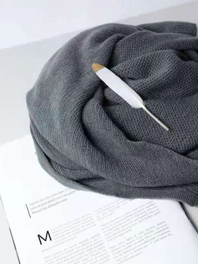 Versatile Thermal Solid Color Knit Scarf