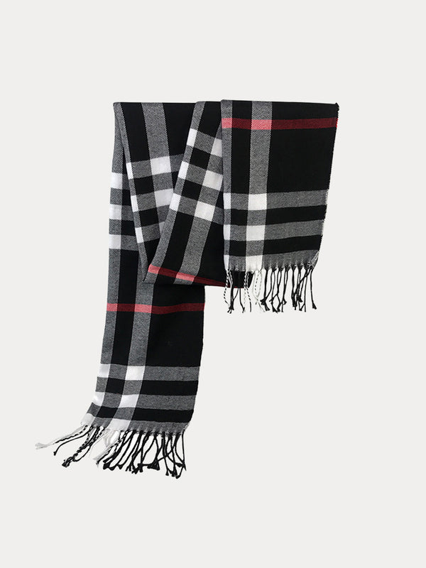 Ultra-Soft Plaid Tassel Scarf