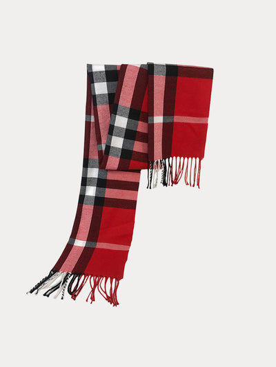 Ultra-Soft Plaid Tassel Scarf