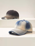 Distressed Gradient Cotton Denim Cap