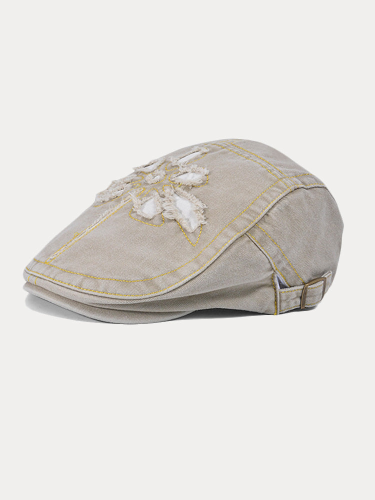 Unique Washed Ripped Denim Beret Hat – COOFANDY