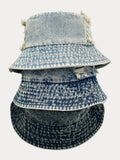 Vintage Distressed Cotton Denim Bucket Hats