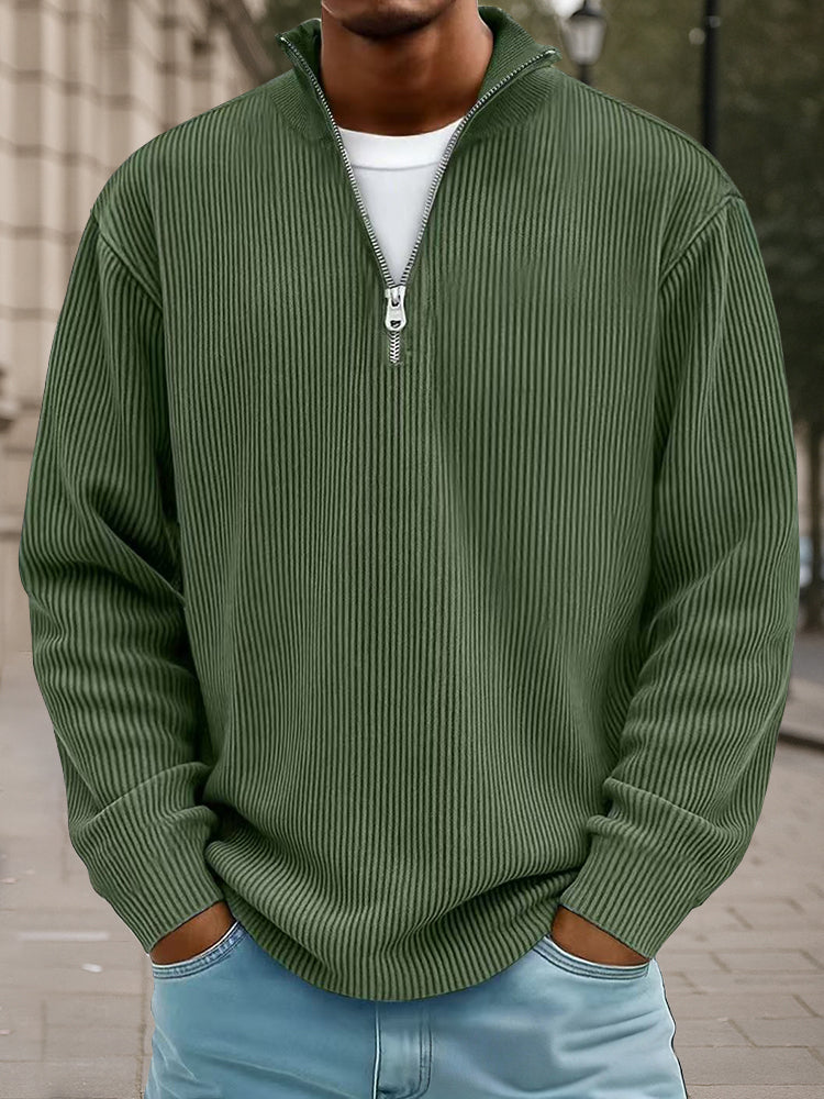 Casual Stand Collar Corduroy Sweatshirt