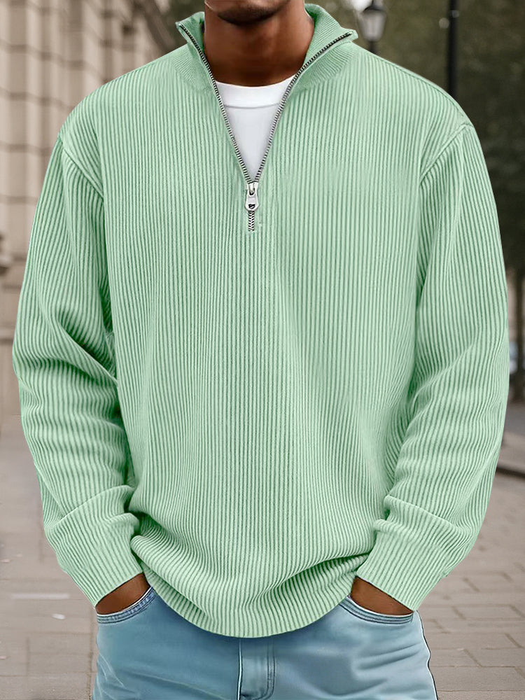 Casual Stand Collar Corduroy Sweatshirt