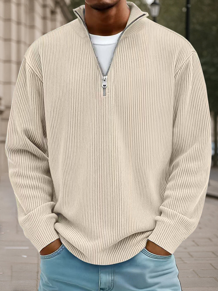 Casual Stand Collar Corduroy Sweatshirt