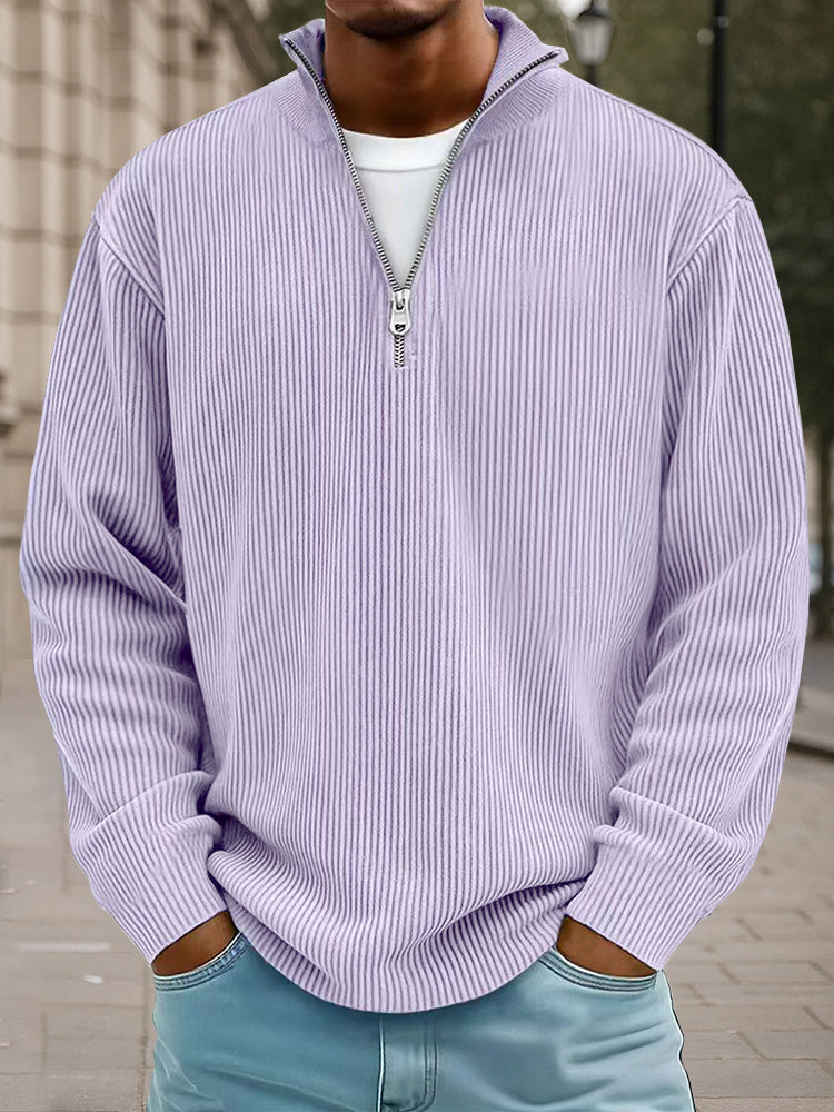 Casual Stand Collar Corduroy Sweatshirt