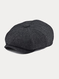 Vintage Herringbone Wool Blend Beret Hat