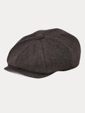 Vintage Herringbone Wool Blend Beret Hat