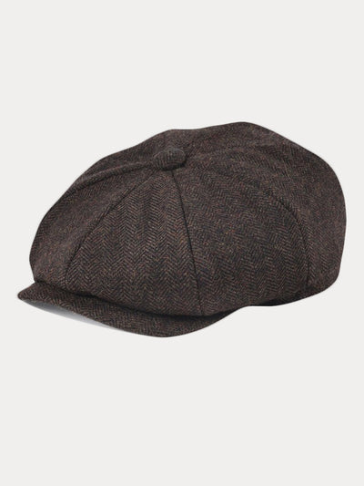 Vintage Herringbone Wool Blend Beret Hat