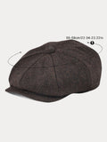 Vintage Herringbone Wool Blend Beret Hat