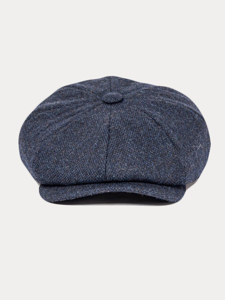 Vintage Herringbone Wool Blend Beret Hat