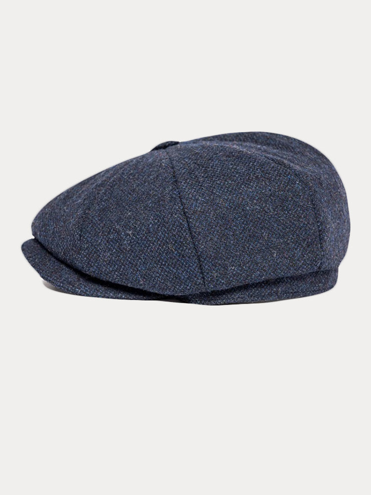 Vintage Herringbone Wool Blend Beret Hat