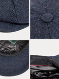 Vintage Herringbone Wool Blend Beret Hat