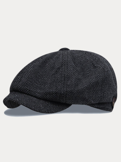 Vintage Herringbone Tweed Newsboy Cap
