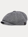 Vintage Herringbone Tweed Newsboy Cap