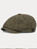 Vintage Herringbone Tweed Newsboy Cap