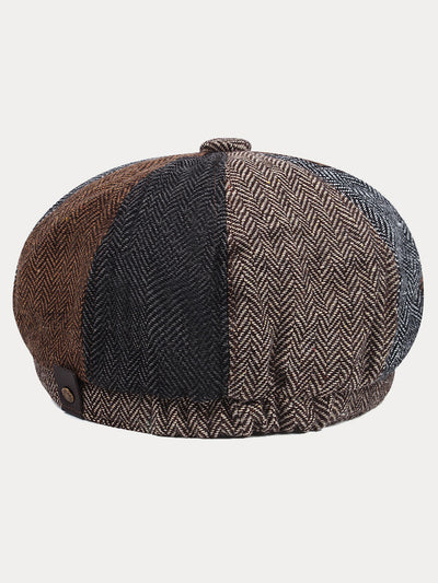 Vintage Herringbone Tweed Newsboy Cap