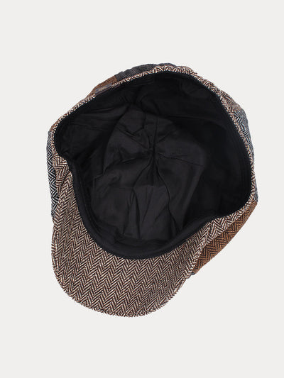 Vintage Herringbone Tweed Newsboy Cap