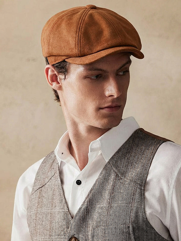 Stylish Suede Newsboy Cap
