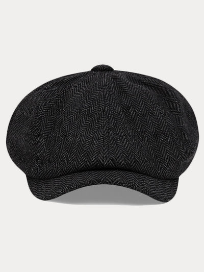 Classic Herringbone Tweed Newsboy Cap