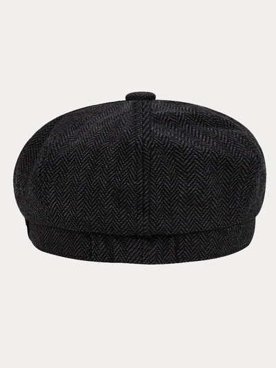 Classic Herringbone Tweed Newsboy Cap