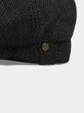 Classic Herringbone Tweed Newsboy Cap