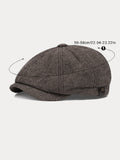 Classic Herringbone Tweed Newsboy Cap