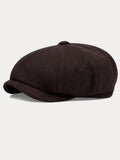 Vintage-Inspired Cotton Blend Newsboy Cap
