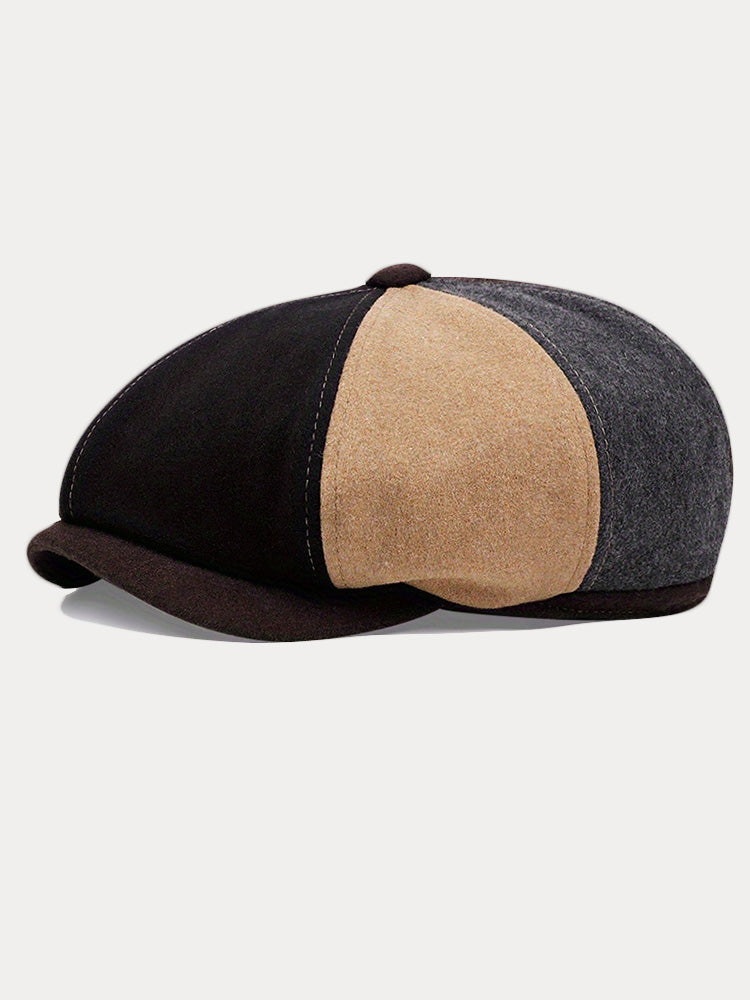 Vintage-Inspired Cotton Blend Newsboy Cap