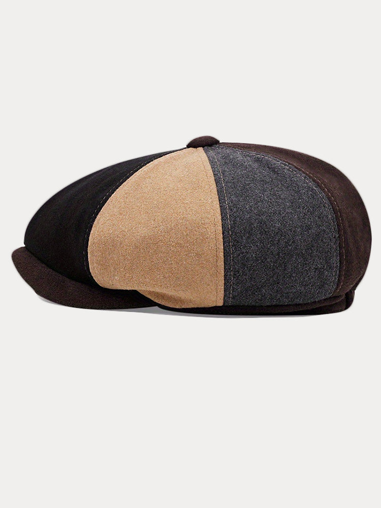 Vintage-Inspired Cotton Blend Newsboy Cap