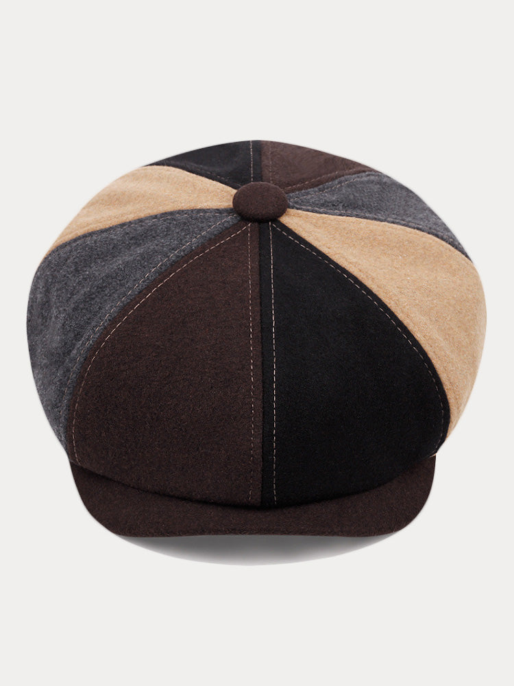 Vintage-Inspired Cotton Blend Newsboy Cap