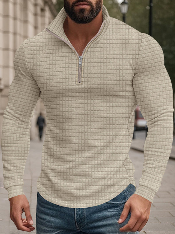 Casual Checkered Stand Collar Sweatshirt