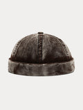 Retro Distressed Corduroy Brimless Hat