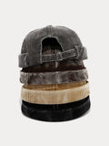 Retro Distressed Corduroy Brimless Hat