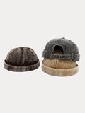 Retro Distressed Corduroy Brimless Hat